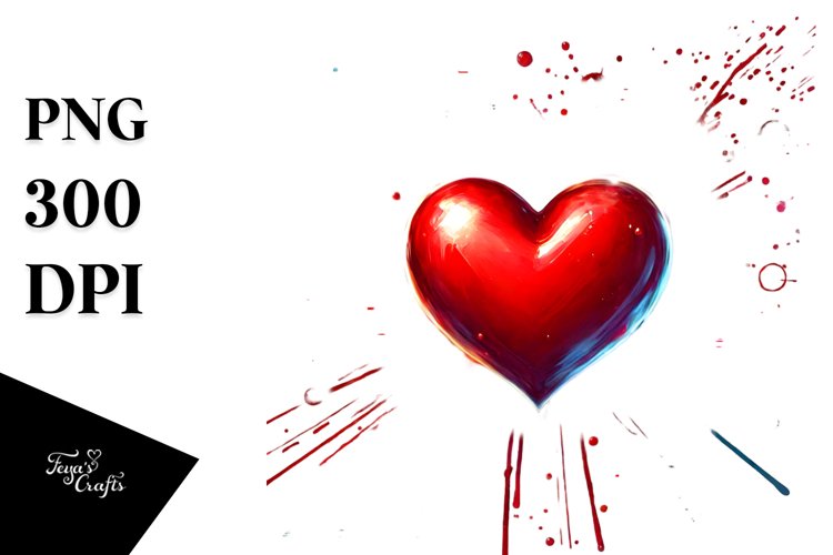 Red Glossy Heart, Digital Painting PNG