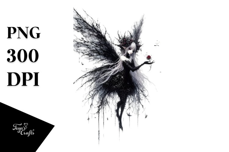 a Detailed Gothic Fairy Watercolor Clipart