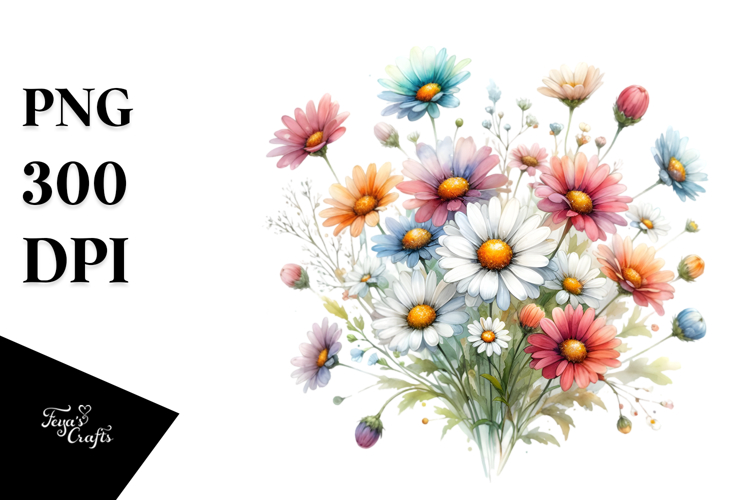 Colorful Dasy with Glossy Petals PNG