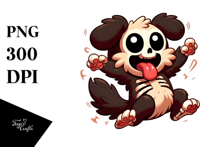Cute Skeletton Cartoon with Tongue-Out