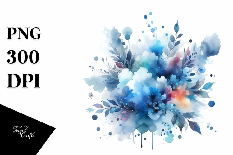 Colorful Blueis Watercolor Splash