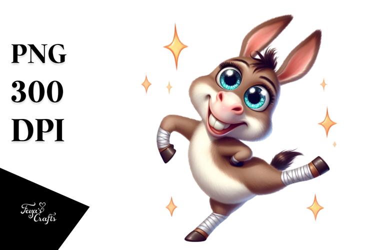 Goofy Cartoon Donkey with Cross-Eyed Expression PNG