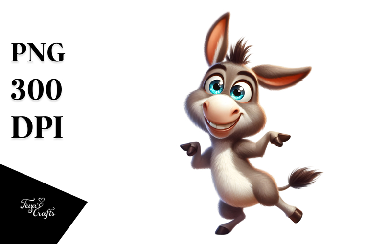 Goofy Cartoon Donkey with Cross-Eyed Expression PNG