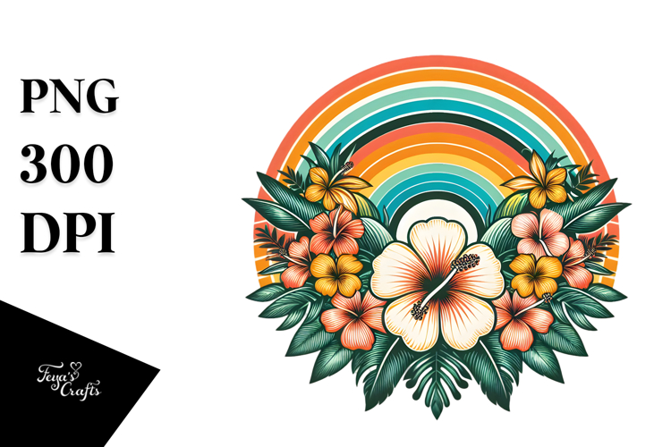 Retro Tropical Flower Rainbow Clipart Tshirt, 20 oz Tumbler