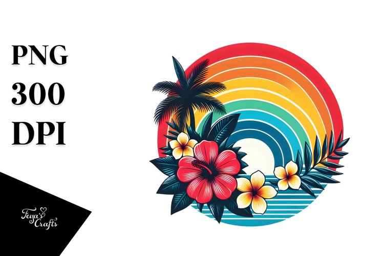 Retro Tropical Flower Rainbow Clipart Tshirt, 20 oz Tumbler