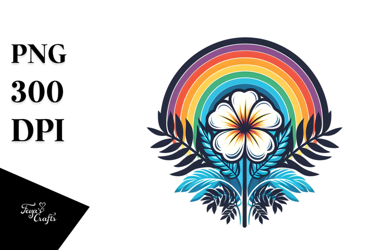 Retro Tropical Flower Rainbow, 20 oz Tumbler PNG