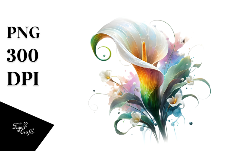 Calla Lily with Watercolor Splash PNG