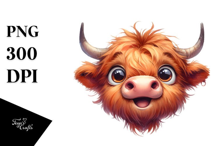 Expressive Highland Cow, Transparent PNG