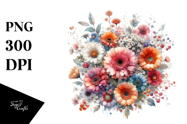 Colorful Watercolor Gerbera PNG