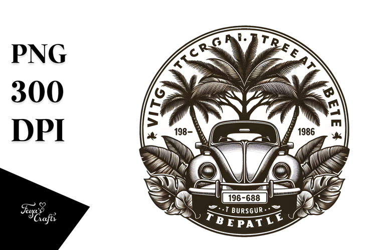 Retro Tropical Tree Beetle Car PNG