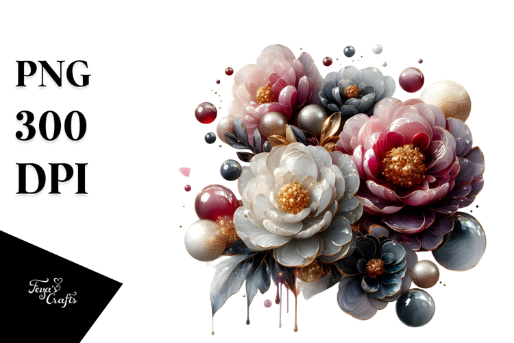 Abstract Material Peonies PNG example image 1