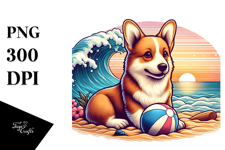 Colorful Pembroke Welsh Corgi Sitting Clipart