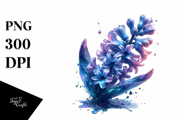 Abstract Shiny Hyacinth Watercolor Splash