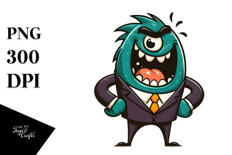 Goofy Cartoon Monster with Mischievous Grin