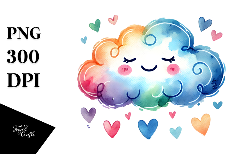 Colorful Watercolor Cloud PNG