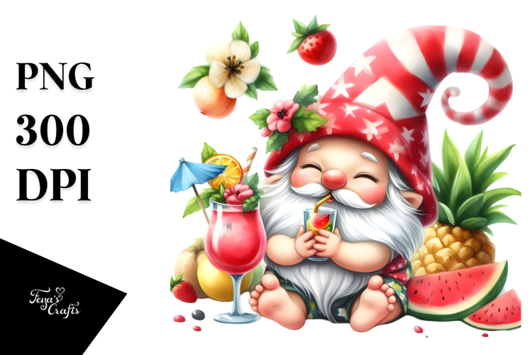 Whimsical Gnome Cocktail Summer PNG