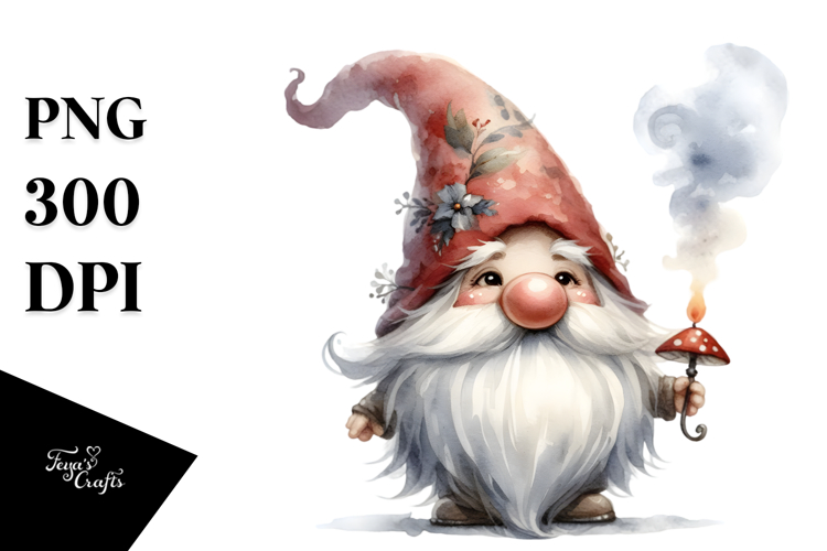 Washed Watercolor Quirky Gnome PNG