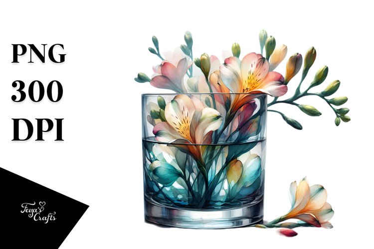 Abstract Watercolor with Large Freesia example image 1
