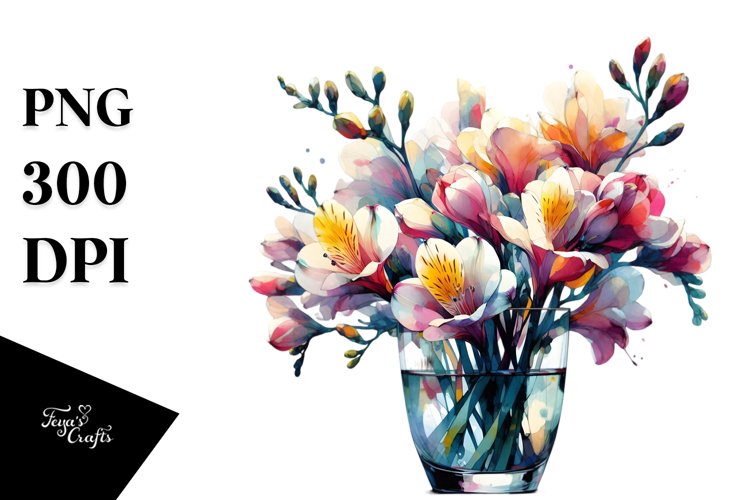 Abstract Watercolor with Large Freesia example image 1