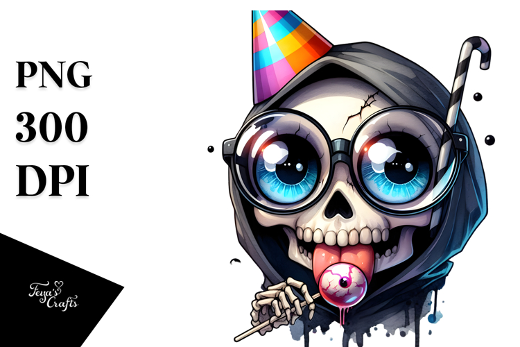 Chibi Grim Reaper with Oversized es PNG example image 1
