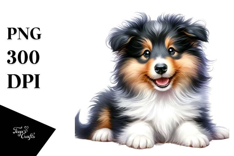 Baby Collie in Watercolor PNG
