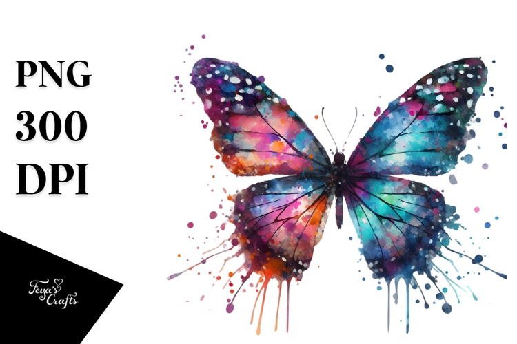 Colorful Butterfly Painting, Artistic PNG