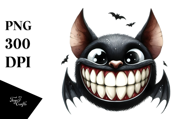 Funny Halloween Bat with Big Teeth PNG