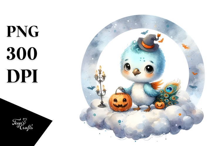 cute Baby Peacock on Cloud PNG