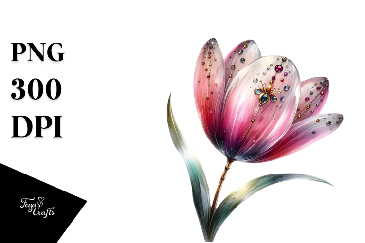 Tulip with Watercolor Splash PNG