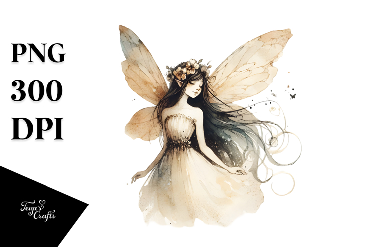 Washed Watercolor Retro Fairy PNG