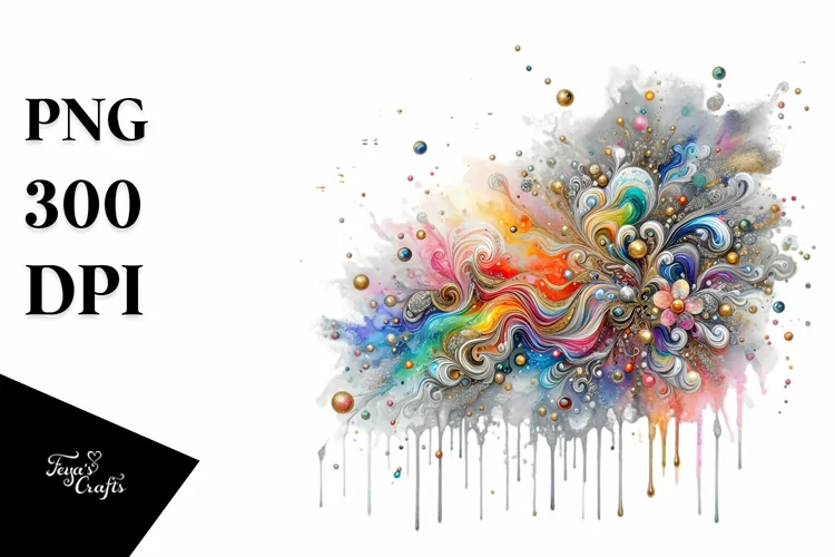 Colorful Watercolor Splash with Foil