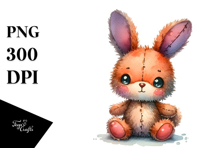 Colorful Plush Bunny Watercolor Sticker