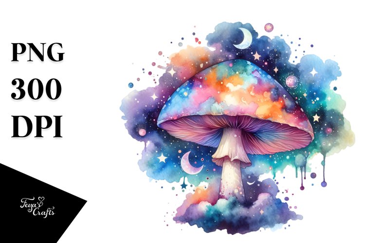 Colorful Magical Celestial Mushroom Clipart
