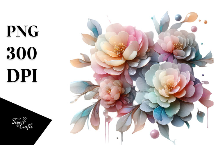Colorful Peonies PNG example image 1