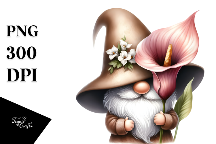 Cute Gnome Calla Lily PNG