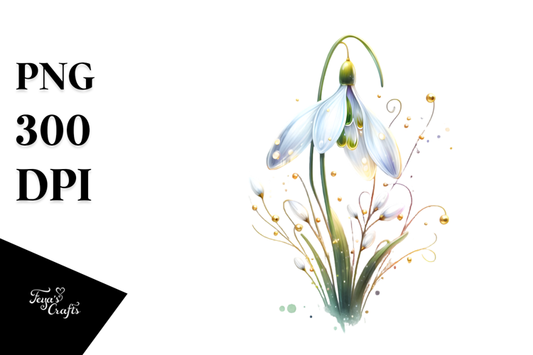Snowdrop with Golden Insertions, High-Res PNG