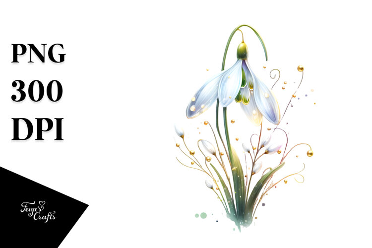 Snowdrop with Golden Insertions, High-Res PNG example image 1
