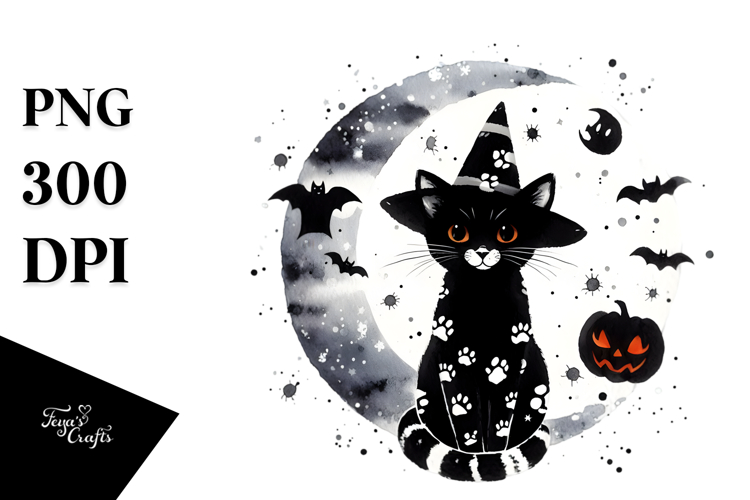 Simple Halloween Black Cat PNG