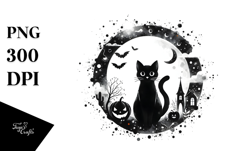 Simple Halloween Black Cat PNG