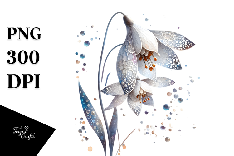Abstract Snowdrop with Metallic Insertions PNG