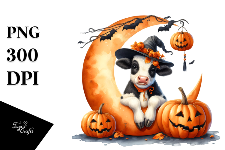 Cow Dressed for Halloween PNG
