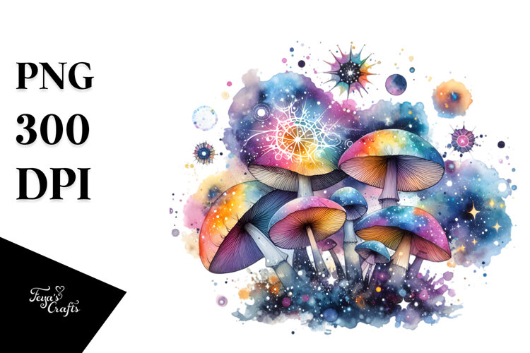 Colorful Magical Celestial Astral Mushroom | Sublimation | example image 1