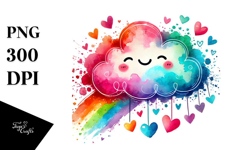 Colorful Heart Cloud PNG