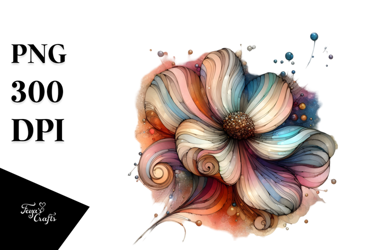 Abstract Pastel Wooden Stained Anemone, PNG