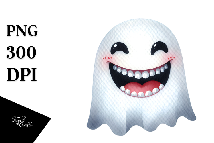 Funny Halloween Ghost with Big Teeth PNG