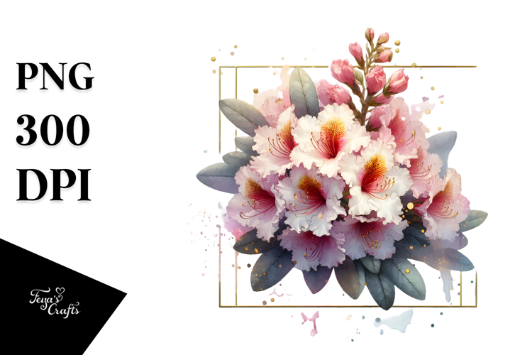 Shiny Rhododendron with Gold Insertions Frame PNG