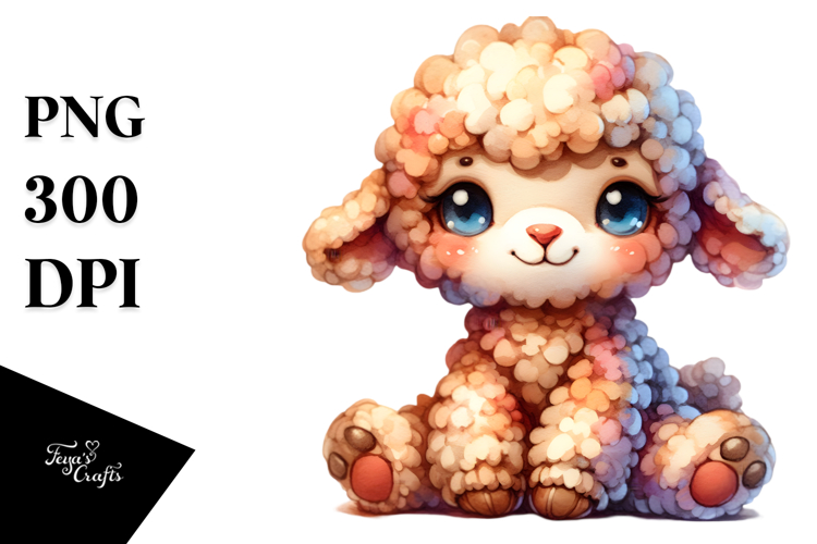 Cute Brownish Plush Lamb PNG