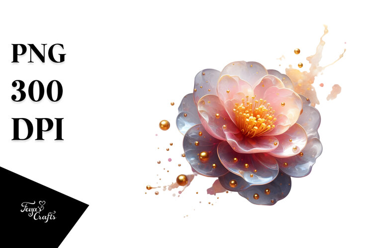 Glossy Camellia Splash PNG example image 1