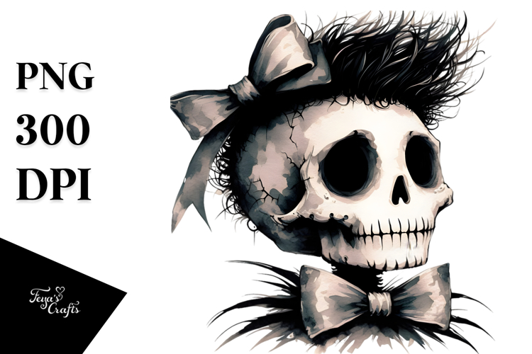 PINOCCHIO Skull with Hair Halloween PNG