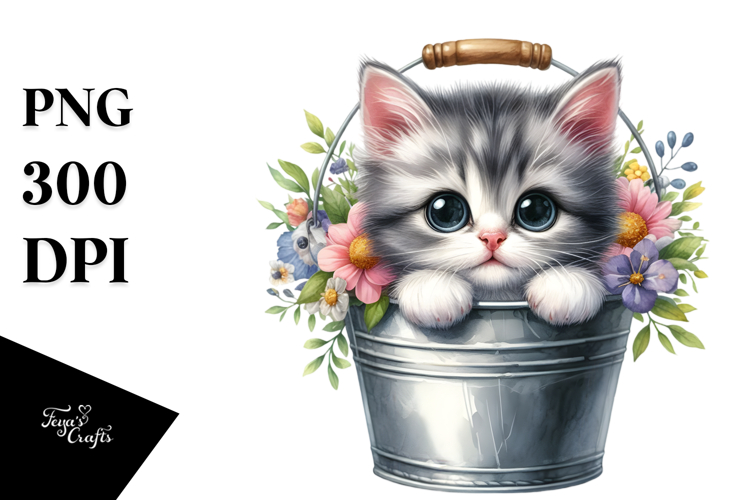 Cute Baby Cat by the Bucket, Transparent PNG